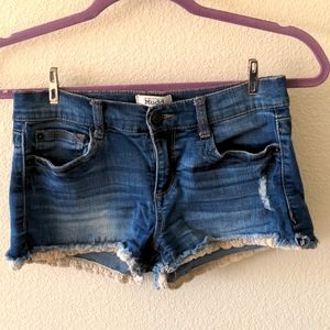 Mudd FLX Stretch Denim Jean Shorts with Cream Lace Trim Size 5